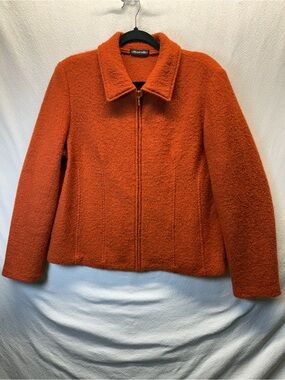 Vintage Power Statement Sarah Cropped 100% Wool Full Zip Blazer Jacket Halloween